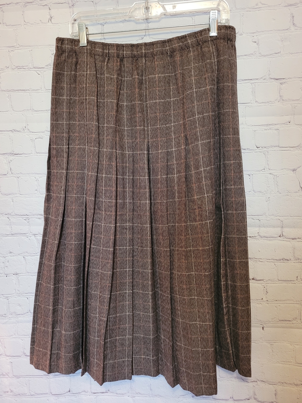 Vtg. Allison Daley Pleated Plaid Midi Faux Wool Skirt Size 10 Preppy